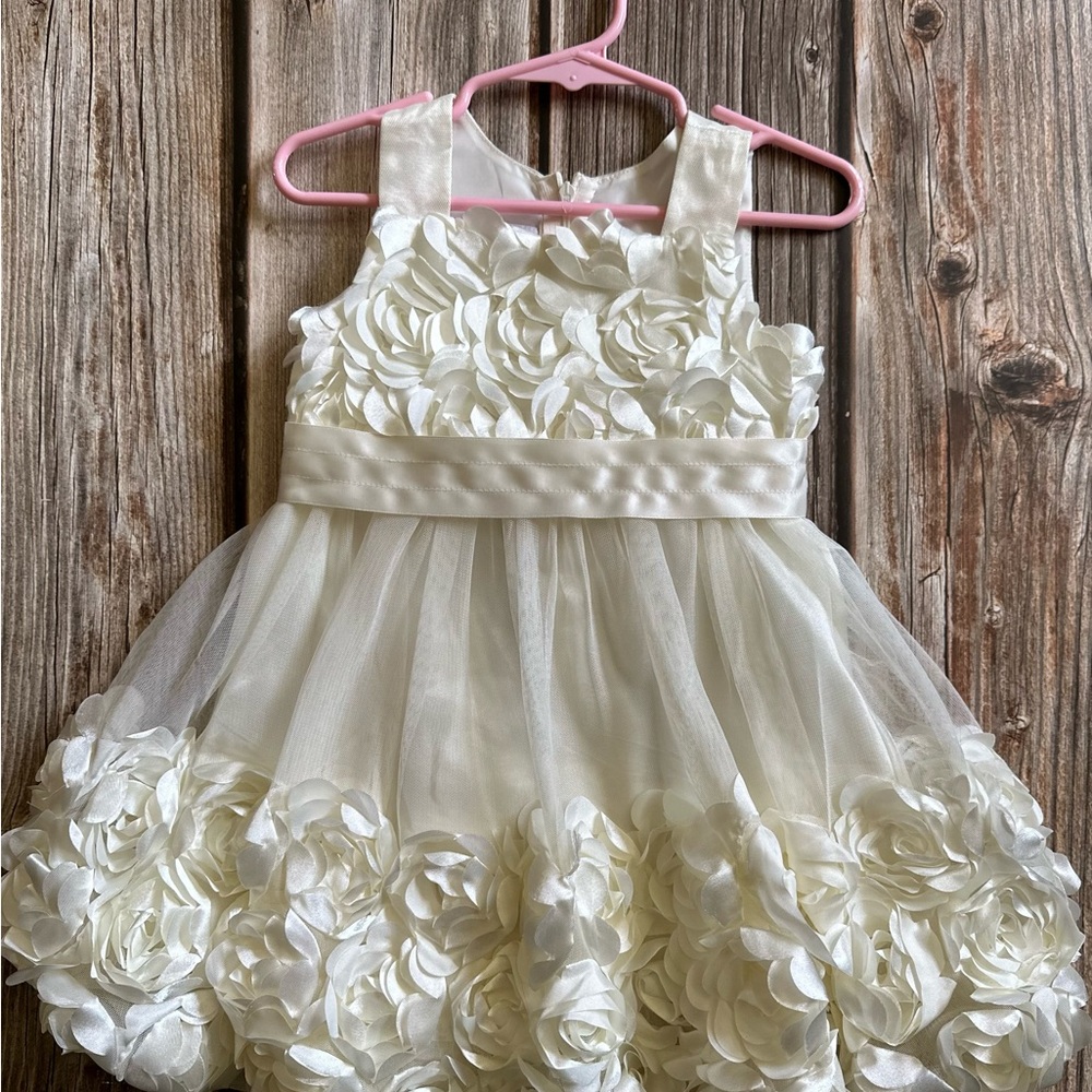 Elegant Ivory Floral Girls 24 months Dress
